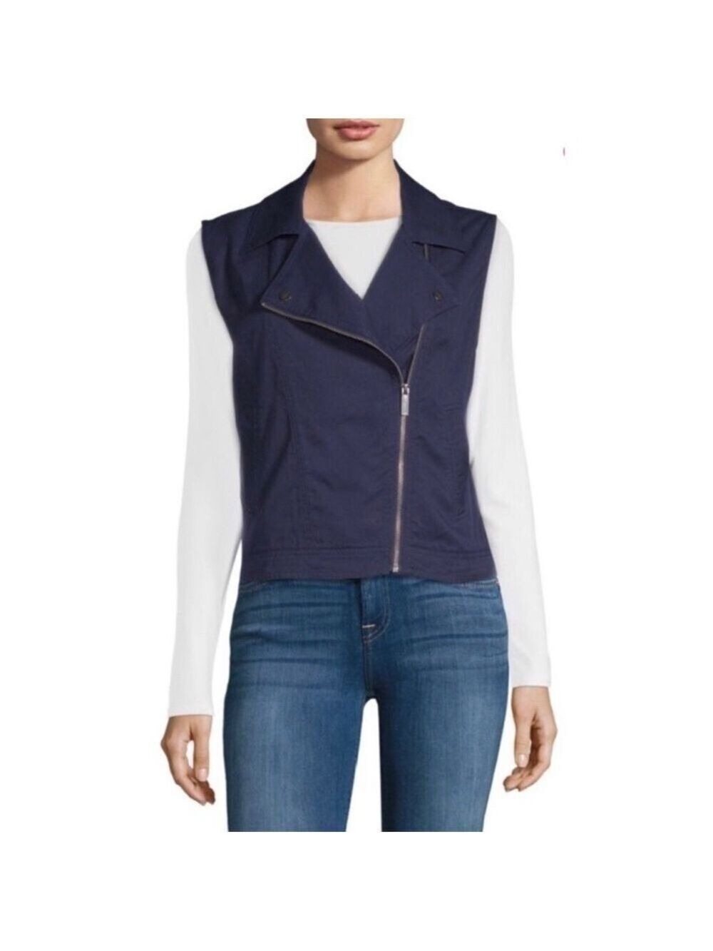 Sanctuary Moto Tencel Vest Navy Blue Medium